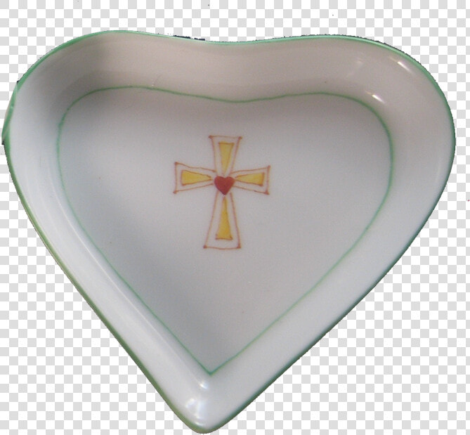 Hand Painted Porcelain Holiday Heart   Cross  HD Png DownloadTransparent PNG