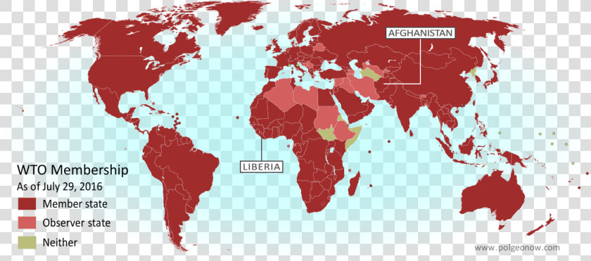 Map Of World Trade Organization Member And Observer   World Overpopulated  HD Png DownloadTransparent PNG