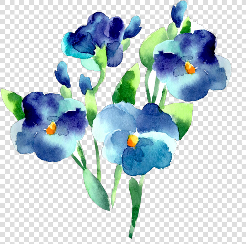 Ftestickers Watercolor Flowers Blue Teal   Watercolor Flowers Transparent Background  HD Png DownloadTransparent PNG