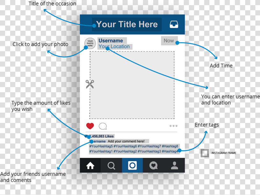 300 Dpi Pdf Instagram Frame Cmyk Print Ready   Editable Instagram Frame Template  HD Png DownloadTransparent PNG