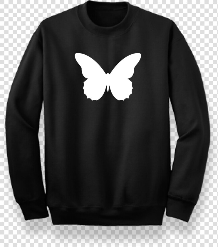 Black Jumper With White Butterfly Print   Black T Shirt With Butterfly Print  HD Png DownloadTransparent PNG