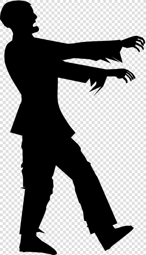 Zombie Silhouette Clip Arts   Black And White Zombie  HD Png DownloadTransparent PNG