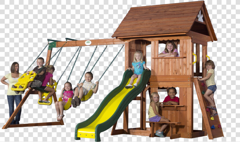 Wood Swing Set With Slide And Glider   Png Download   Swing  Transparent PngTransparent PNG