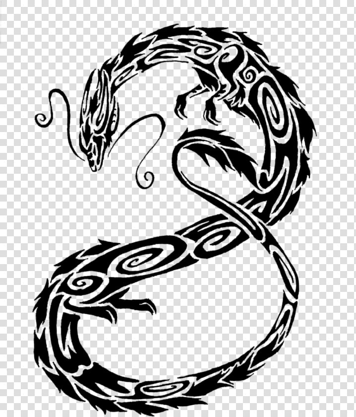 Tribal Asian Dragon Tattoo Design Photo   Drawn Chinese Dragon Tattoo Png  Transparent PngTransparent PNG