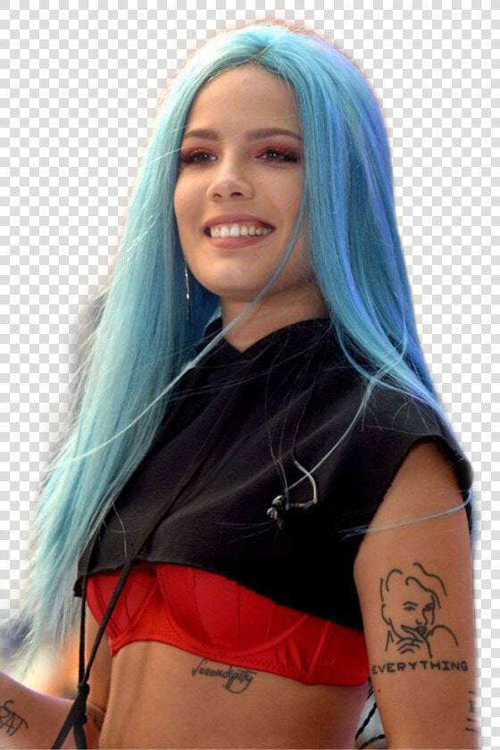 Transparent Halsey Png   Halsey With Blue Hair  Png DownloadTransparent PNG