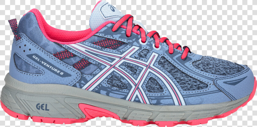 Asics Gel venture 6 Gs Lace Blue Harmony pink Cameo   1014a077 400  HD Png DownloadTransparent PNG