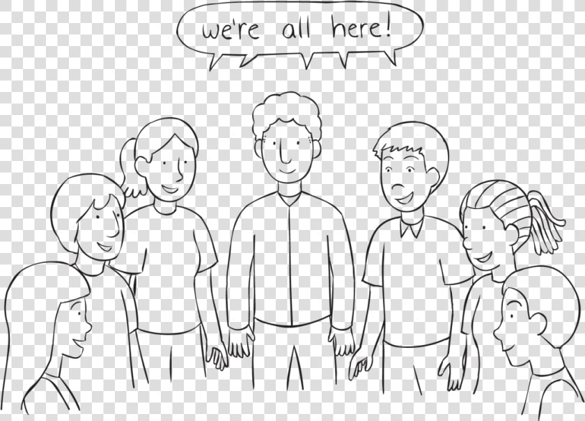 People Standing In A Circle Saying We Re All Here In   Line Art  HD Png DownloadTransparent PNG