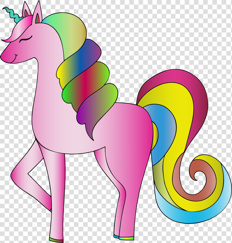 Unicorn Line Art Mane Color Cuteness Free Commercial   Colored Unicorn Clip Art  HD Png DownloadTransparent PNG