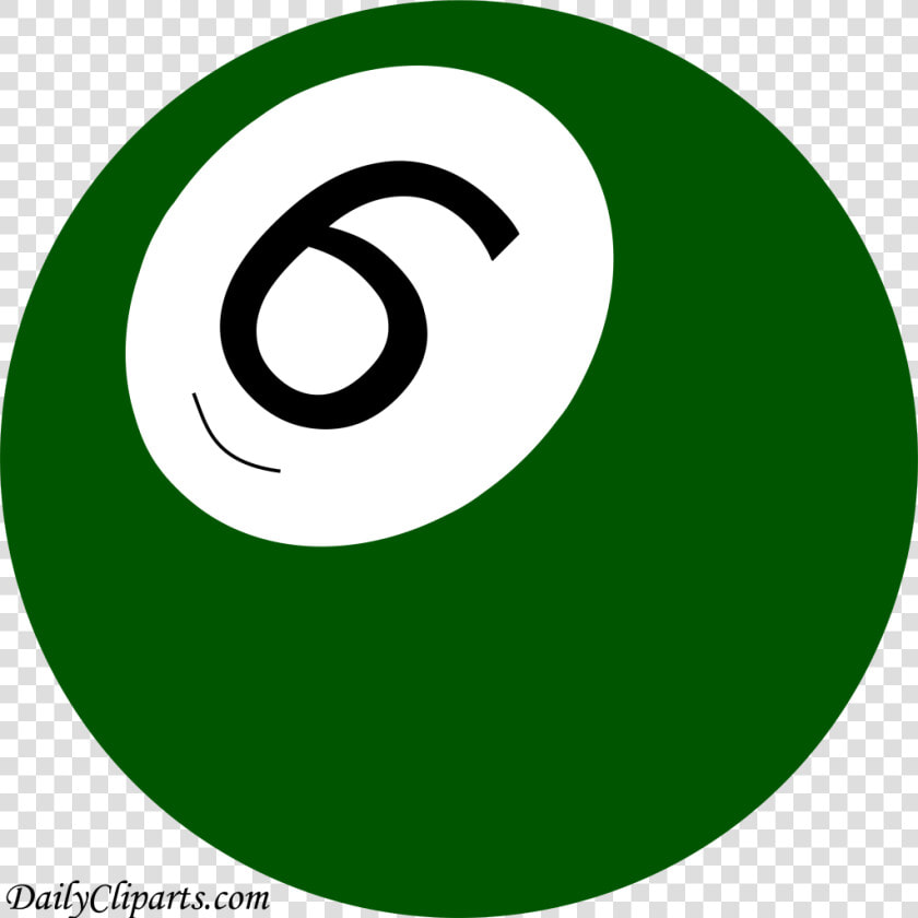 Number 6 Pool Ball Green Color Clipart Icon   Circle  HD Png DownloadTransparent PNG