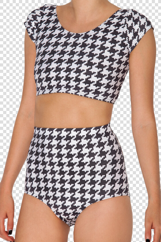 Houndstooth Nana Suit Top   Old Navy Long Sleeve Swimsuit  HD Png DownloadTransparent PNG