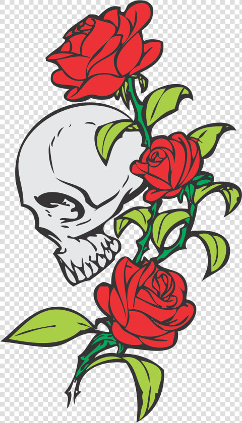 Linda Tatuagem Rosa Com Caveira Png   Flower And Skull Tattoo Simple  Transparent PngTransparent PNG