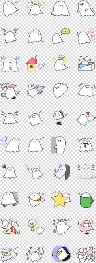 Cute Tiny Ghost Sticker   Cute Ghost Line Sticker  HD Png DownloadTransparent PNG