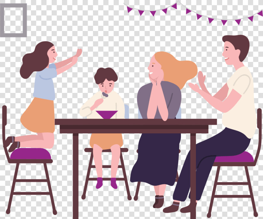 Family Spending Time Together Cartoon   Png Download   Cartoon At Dining Table  Transparent PngTransparent PNG