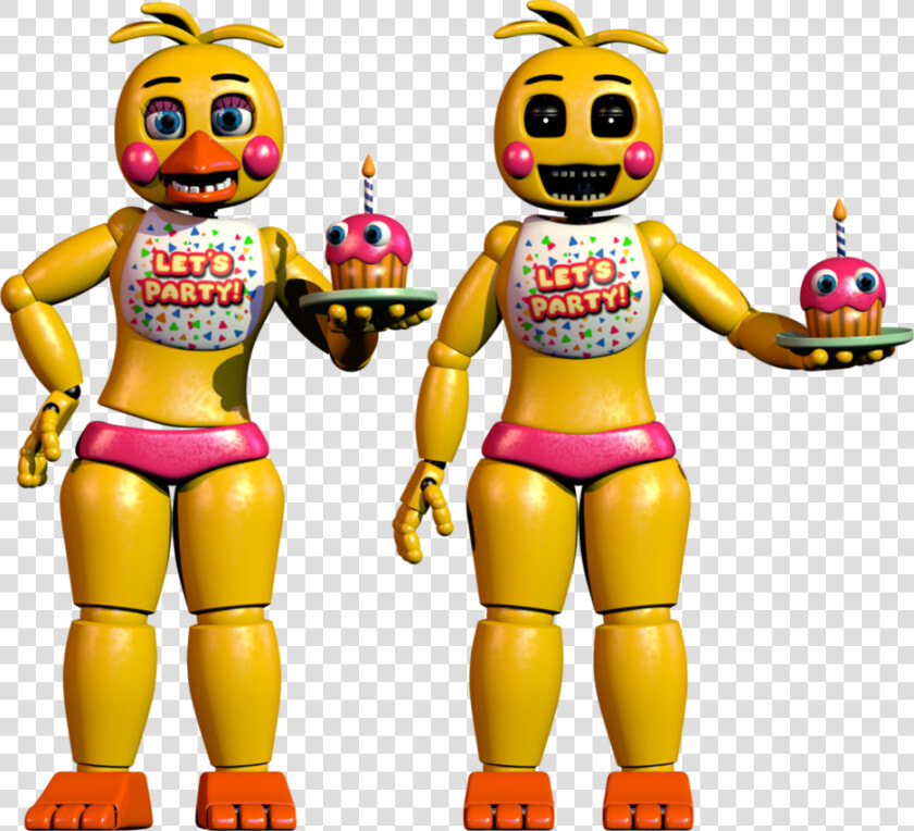 Toy Chica With And Without Beak   Fnaf 2 Toy Chica Full Body  HD Png DownloadTransparent PNG