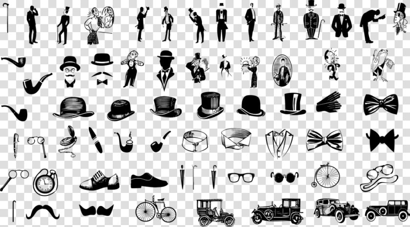 Gentleman Icons  Men  Hat  Vintage Car  Gentleman   HD Png DownloadTransparent PNG