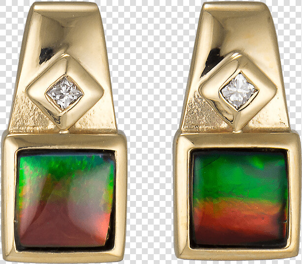 Pamela 14k Yellow Gold Diamond Earrings By Korite Ammolite  HD Png DownloadTransparent PNG