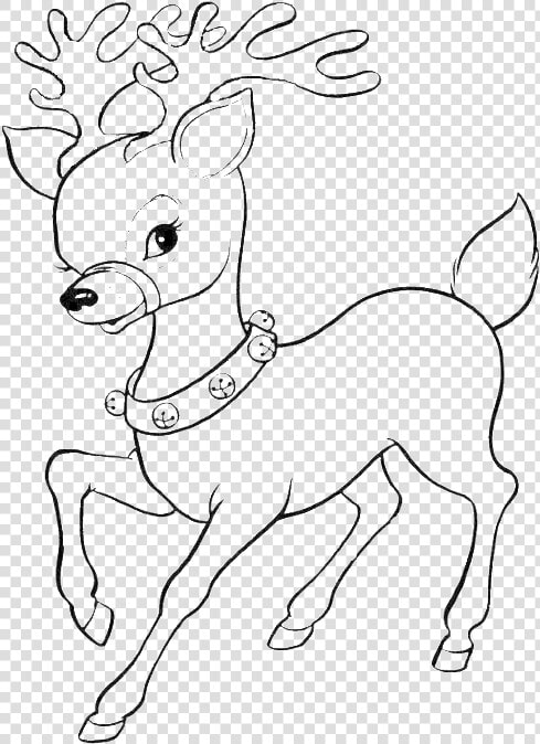 Reindeer Rudolph Coloring Book Santa Claus Christmas   Drawing Of Santa  39 s Reindeer  HD Png DownloadTransparent PNG