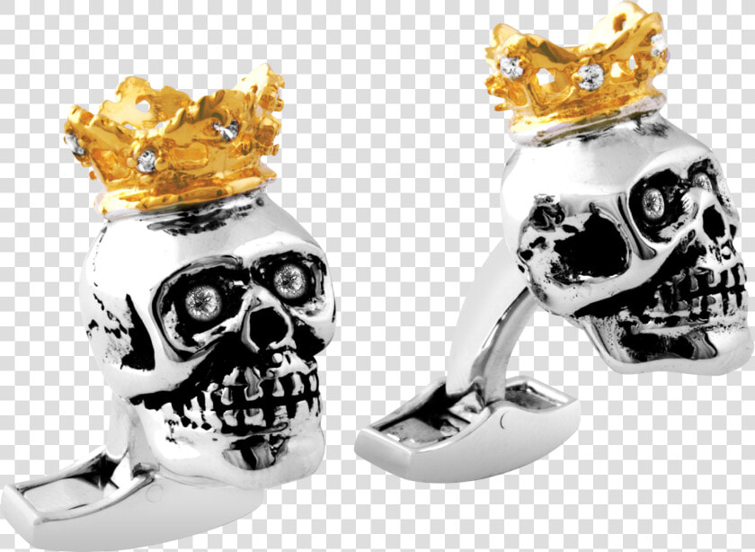 Skull With Real Yellow Gold Plated Crown Cufflink  HD Png DownloadTransparent PNG