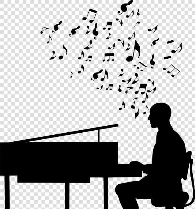 Piano  Player  Jazz  Music  Silhouette  Acoustic   Man On Computer Desk Clipart  HD Png DownloadTransparent PNG