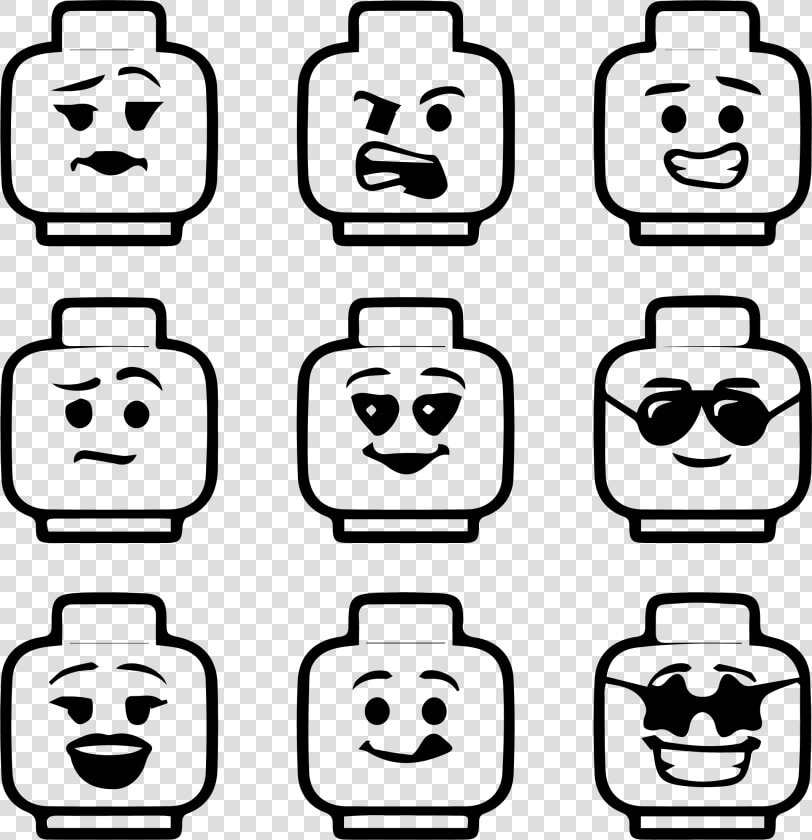 Black And White Lego Heads   Lego Head Black And White  HD Png DownloadTransparent PNG