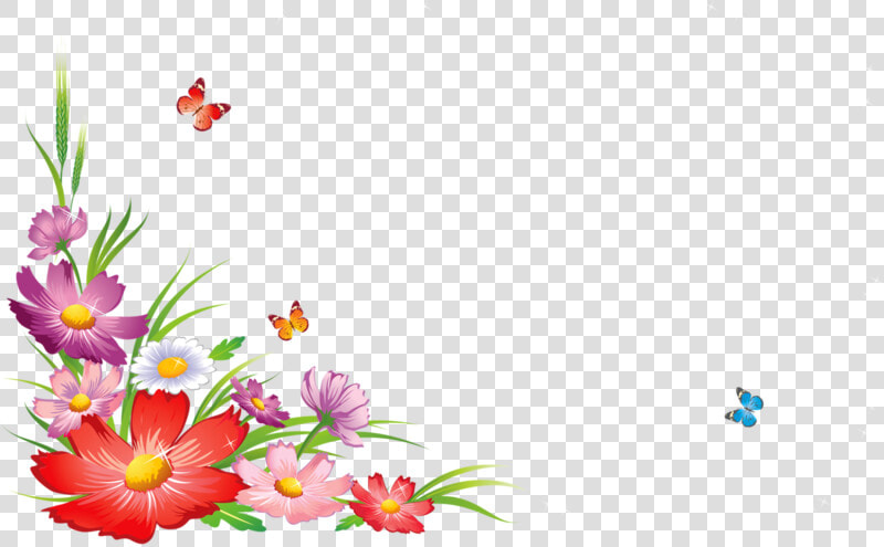 Border Design Flowers And Butterfly   Transparent Cartoons   Border Design Flower And Butterfly  HD Png DownloadTransparent PNG