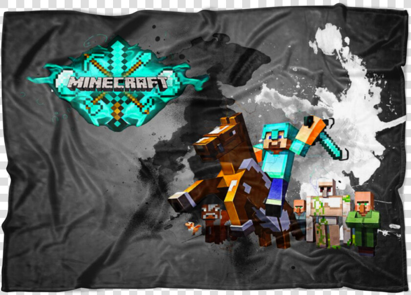 Minecraft Fleece Blanket Steve Diamond Sword Color   Graphic Design  HD Png DownloadTransparent PNG