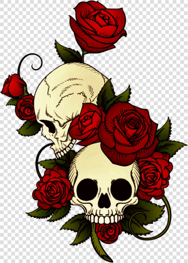  skulls  roses  tattoo   Skulls And Roses Drawing  HD Png DownloadTransparent PNG