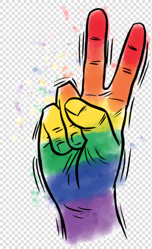 Rainbow Peace Sign   Rainbow Hand Peace Sign  HD Png DownloadTransparent PNG