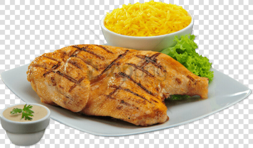 Chicken And Chips   Half Chicken With Rice  HD Png DownloadTransparent PNG