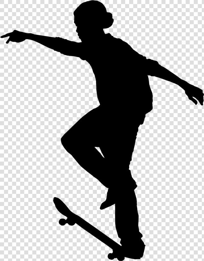 Skateboarding Black  amp  White   Silhouette Skateboarder Png  Transparent PngTransparent PNG