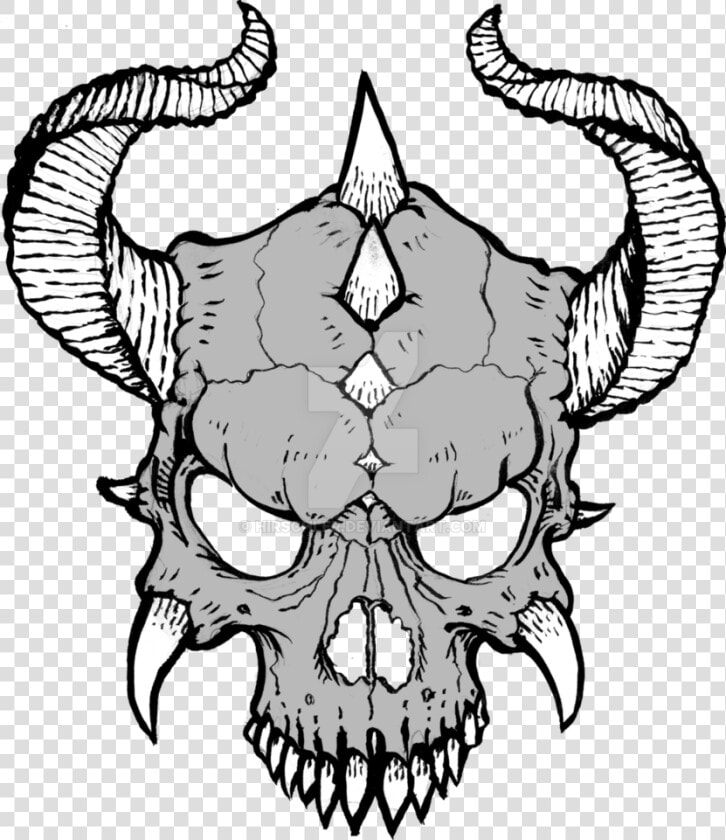 Skull With Horns Drawing At Getdrawings   Cool Skulls To Draw  HD Png DownloadTransparent PNG