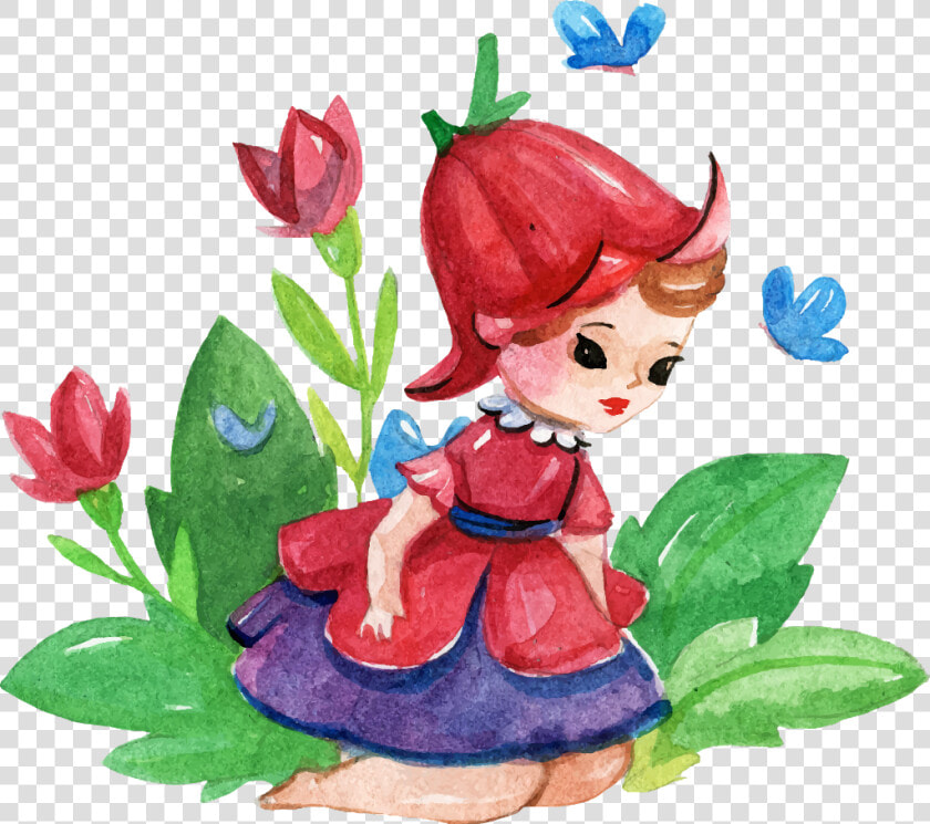  ftestickers  fantasyart  watercolor  flower  fairy  HD Png DownloadTransparent PNG