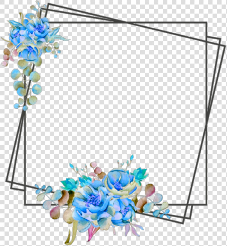 Ftestickers Frame Borders Flowers Blue Clipart   Png   Flower Frame Border Design  Transparent PngTransparent PNG