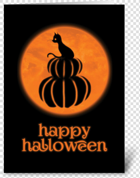 Happy Halloween Cat  amp  Pumpkin Card Greeting Card   Halloween Greeting Cards  HD Png DownloadTransparent PNG