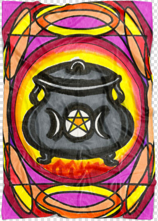 Triple Moon Pentagram Witches Magic Cauldron Soft Microfiber   Stained Glass  HD Png DownloadTransparent PNG