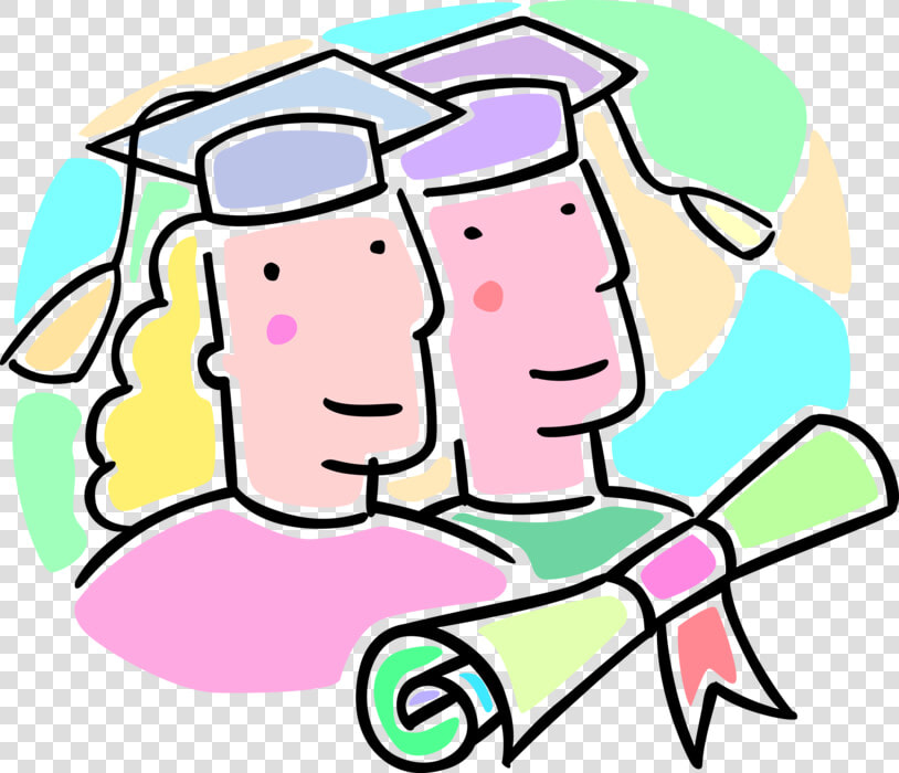 Vector Illustration Of School Graduates With Mortarboard  HD Png DownloadTransparent PNG