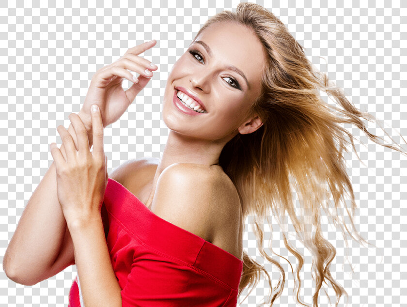 Smiling Woman With Long Blond Hair   Photo Shoot  HD Png DownloadTransparent PNG