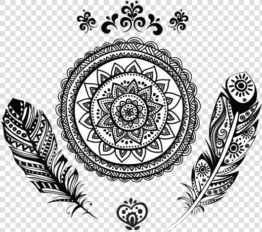  feathers  tribal  design  blackandwhite  png  tattoo   Mandala Tribal Tattoo  Transparent PngTransparent PNG