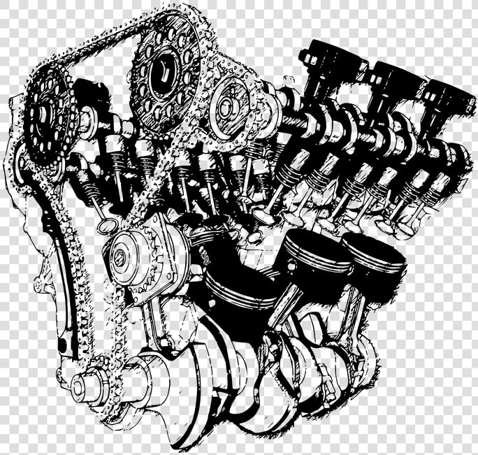 Isolated  Transparent  Plan  Engine  Car  Internal   Car Engine Part Black And White  HD Png DownloadTransparent PNG