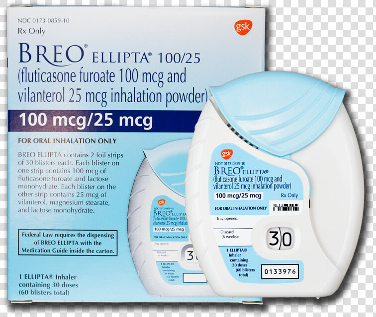 Breo Ellipta 100mcg Packaging Enlarged   Breo Ellipta 200 Mcg 25 Mcg  HD Png DownloadTransparent PNG