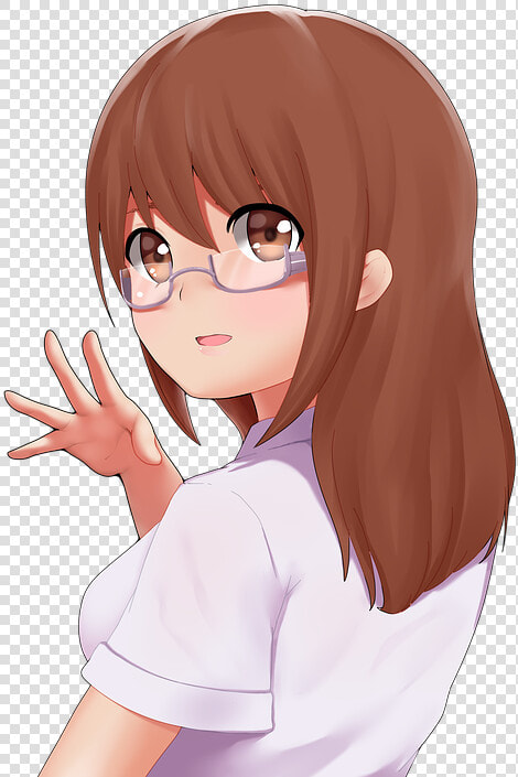 Moe  Glasses  Anime  Greetings  Looking Back  Manga   Animated Librarian Girl  HD Png DownloadTransparent PNG