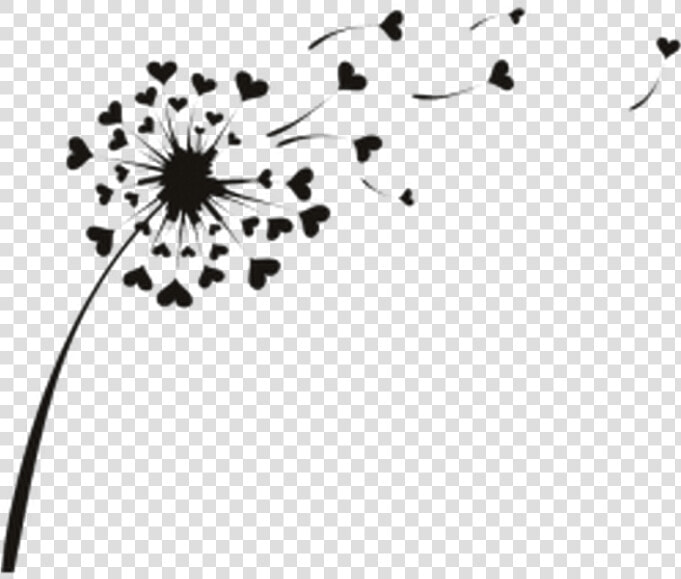 Love Heart Dandelion Flowers Wall Sticker Decal   Dente De Leão Desenho  HD Png DownloadTransparent PNG