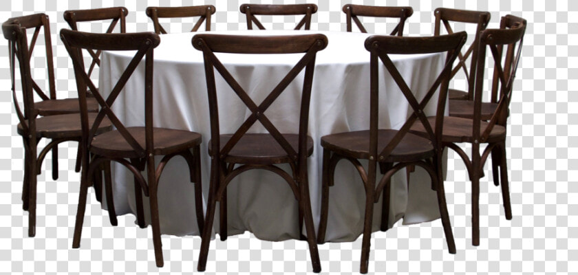 Round Banquet Table With 12 Mahogany Cross back Chairs   Kitchen  amp  Dining Room Table  HD Png DownloadTransparent PNG