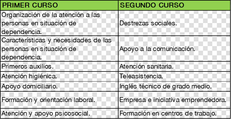 Asignaturas Grado Medio Atencion A Personas En Situacion  HD Png DownloadTransparent PNG