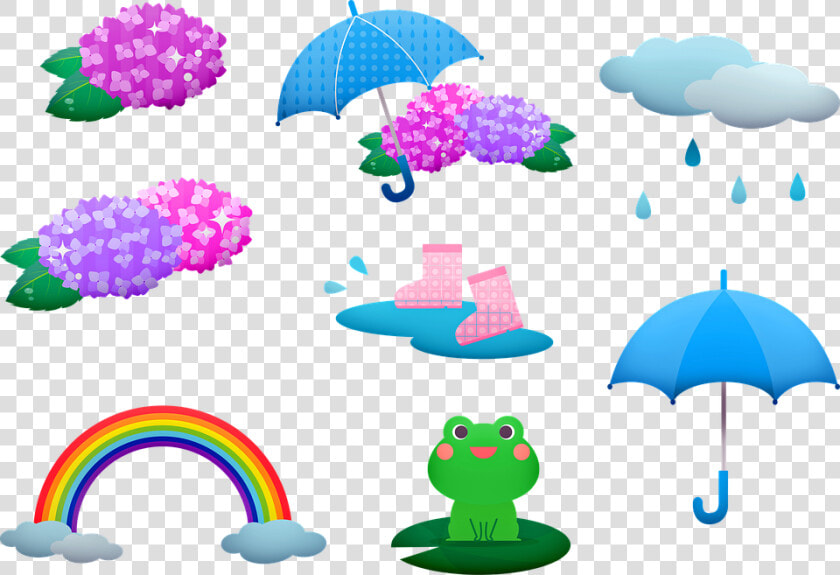 Rainy Season Frog Kawaii Asian Hydrangea Rain   Rain  HD Png DownloadTransparent PNG