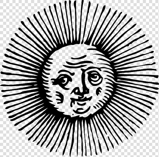 Old  Black  Outline  Moon  Face  Sun  White   Summer Solstice Tarot Spread  HD Png DownloadTransparent PNG