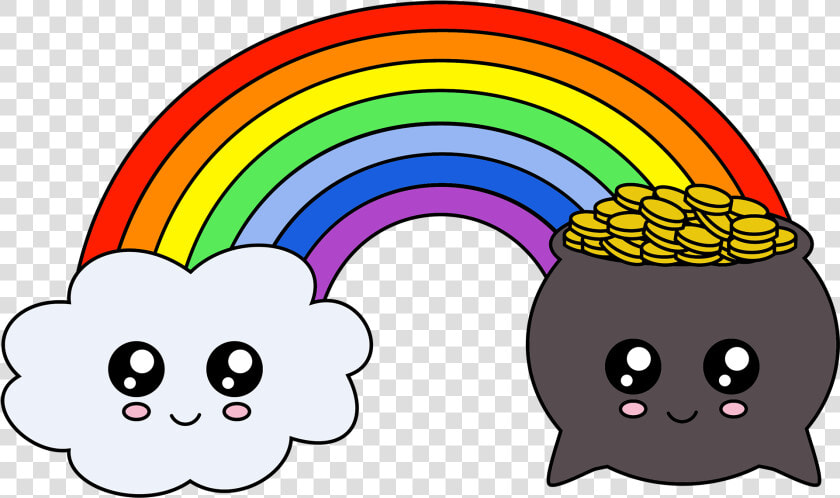 Cute Leprechaundownload Now Cute Rainbow And Pot Of   Clip Art Cute Rainbow  HD Png DownloadTransparent PNG