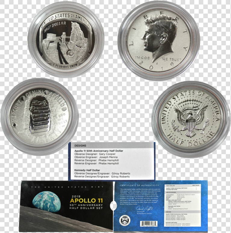 Apollo 11 50th Anniversary 2019 Proof Half Dollar Set   Apollo 11 Half Dollar Set  HD Png DownloadTransparent PNG