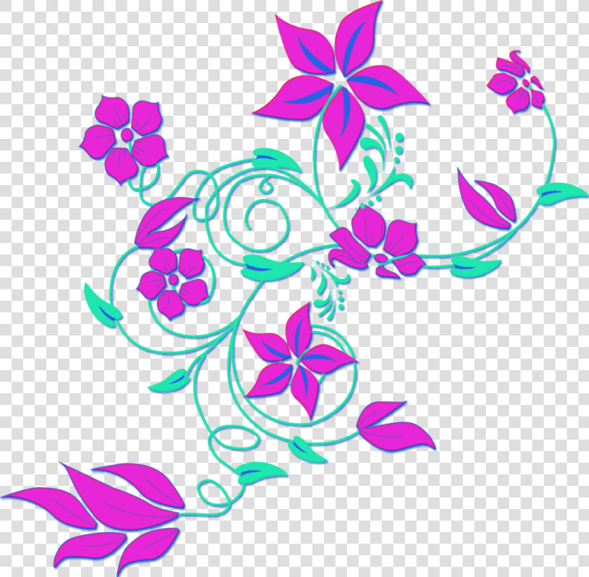 Arabesco De Flores   Purple Flowers Clip Art Border  HD Png DownloadTransparent PNG