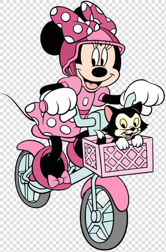 New Minnie Riding Her Bicycle With Figaro   Mickey Bicycle Coloring Page  HD Png DownloadTransparent PNG